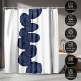 71x74 Shower Curtain with 12 Metal Grommets | Deep Navy and White