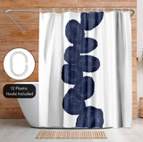 71x74 Shower Curtain with 12 Metal Grommets | Deep Navy and White
