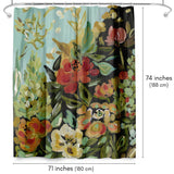 71x74 Floral Shower Curtain with 12 Metal Grommets | Vibrant Flowers