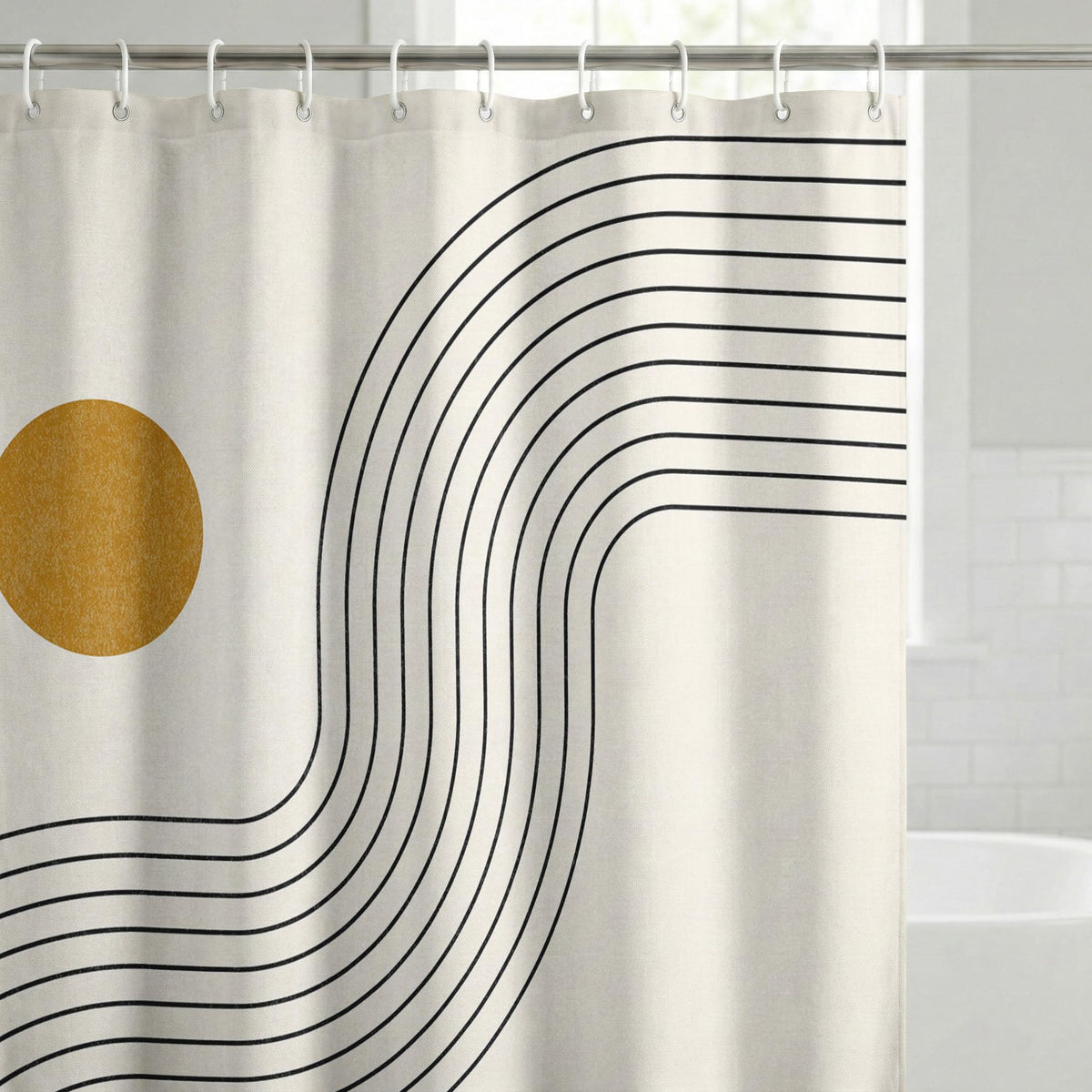 Shower Curtain 71x74, Water-Resistant, Hooks - Americanflat