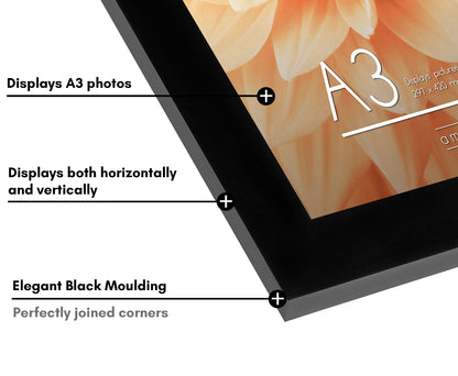 Americanflat | A3 Picture Frame with Shatter-Resistant Glass | Set of 2 | 11.7x16.5 Frame with Engineered Wood | Signature Collection | A3 Frames for Wall Display | Black
