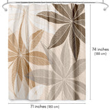 71x74 Shower Curtain with 12 Metal Grommets | Neutral Tropical Design