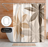 71x74 Shower Curtain with 12 Metal Grommets | Neutral Tropical Design