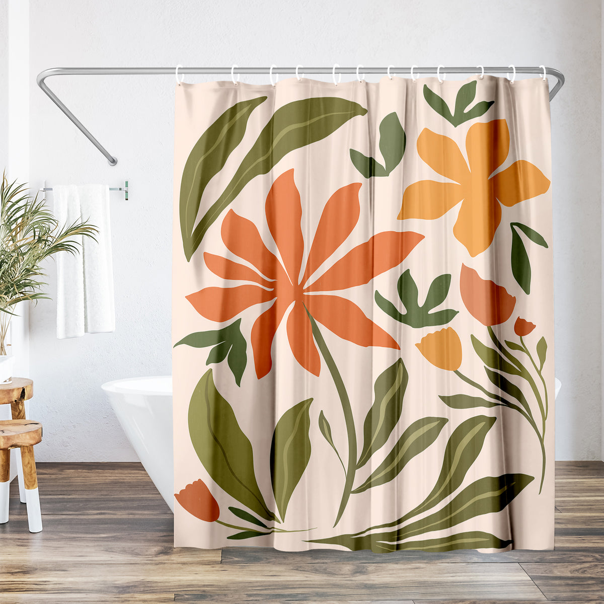 71x74 Shower Curtain with 12 Metal Grommets | Bold Floral Design