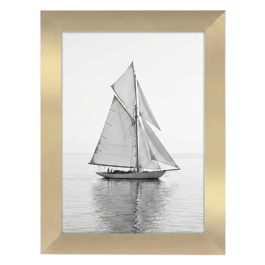 Gold A4 frame, a classic sailing yacht under full sail on calm water #flat