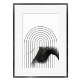 Black Brooklyn frame with a white mat, holding an abstract print of nested arches 