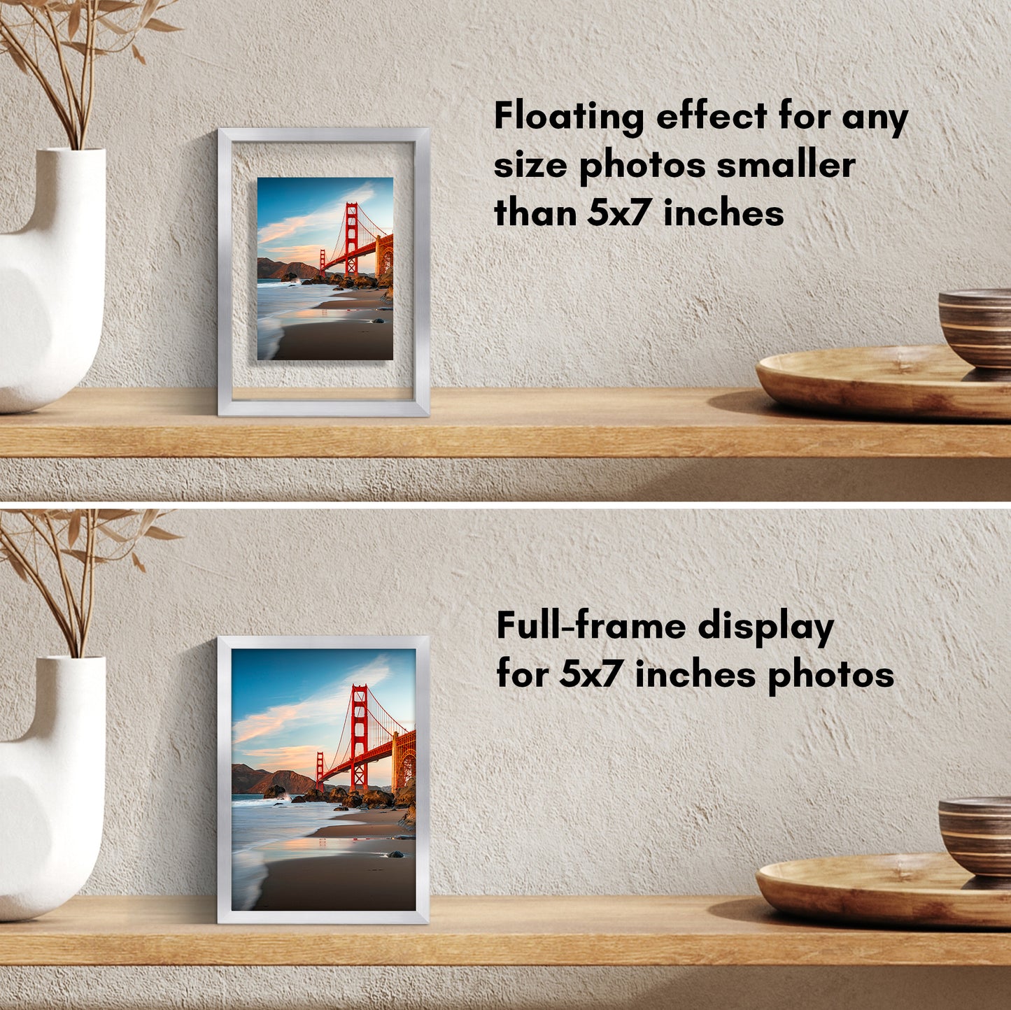 Aluminum Floating Frame | Metal Molding | Shatter-Resistant | Modern - Premium Quality