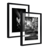 Two black 8x10 aluminium float frames overlapping, clasped hands and a stormy sky photo 