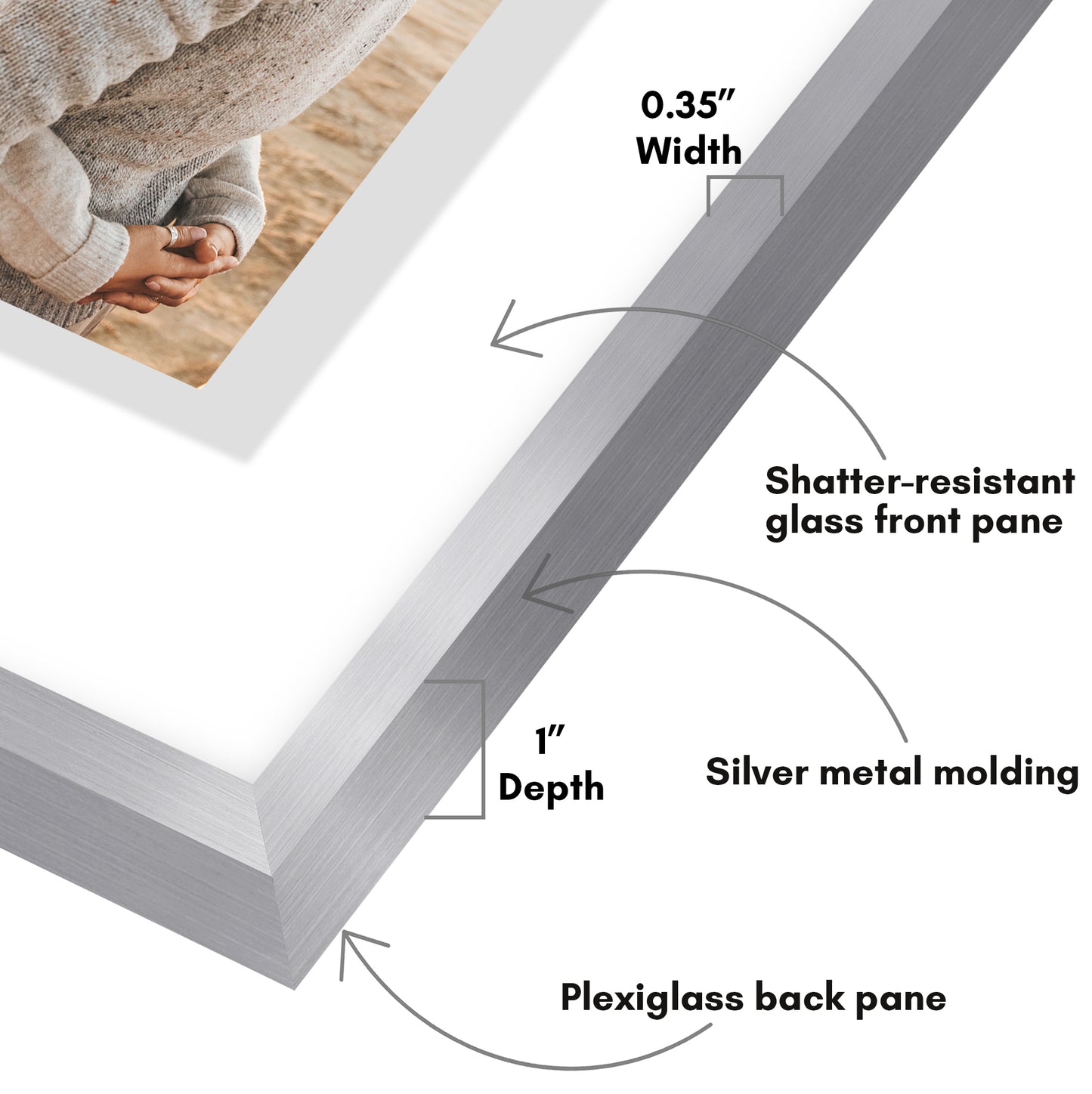 Aluminum Floating Frame | Metal Molding | Shatter-Resistant | Modern - Premium Quality