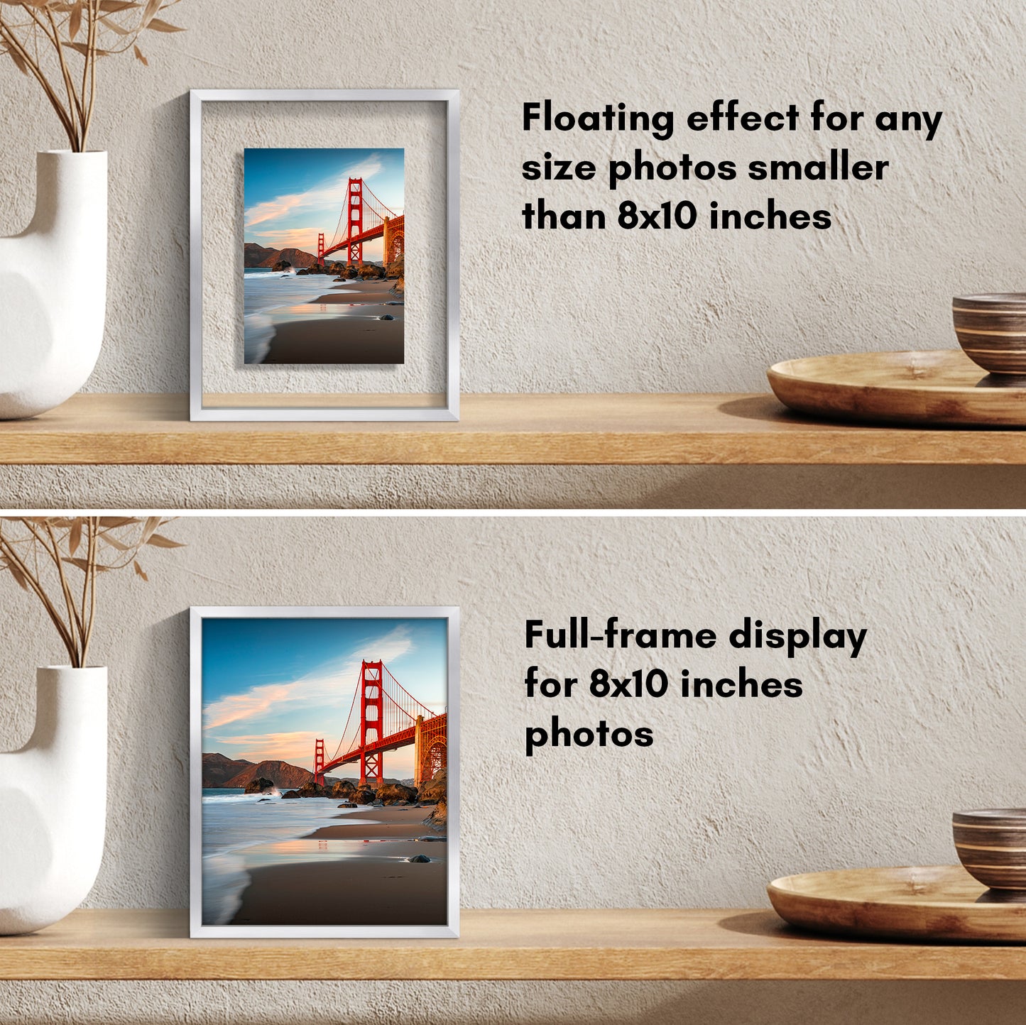 Aluminum Floating Frame | Metal Molding | Shatter-Resistant | Modern - Premium Quality