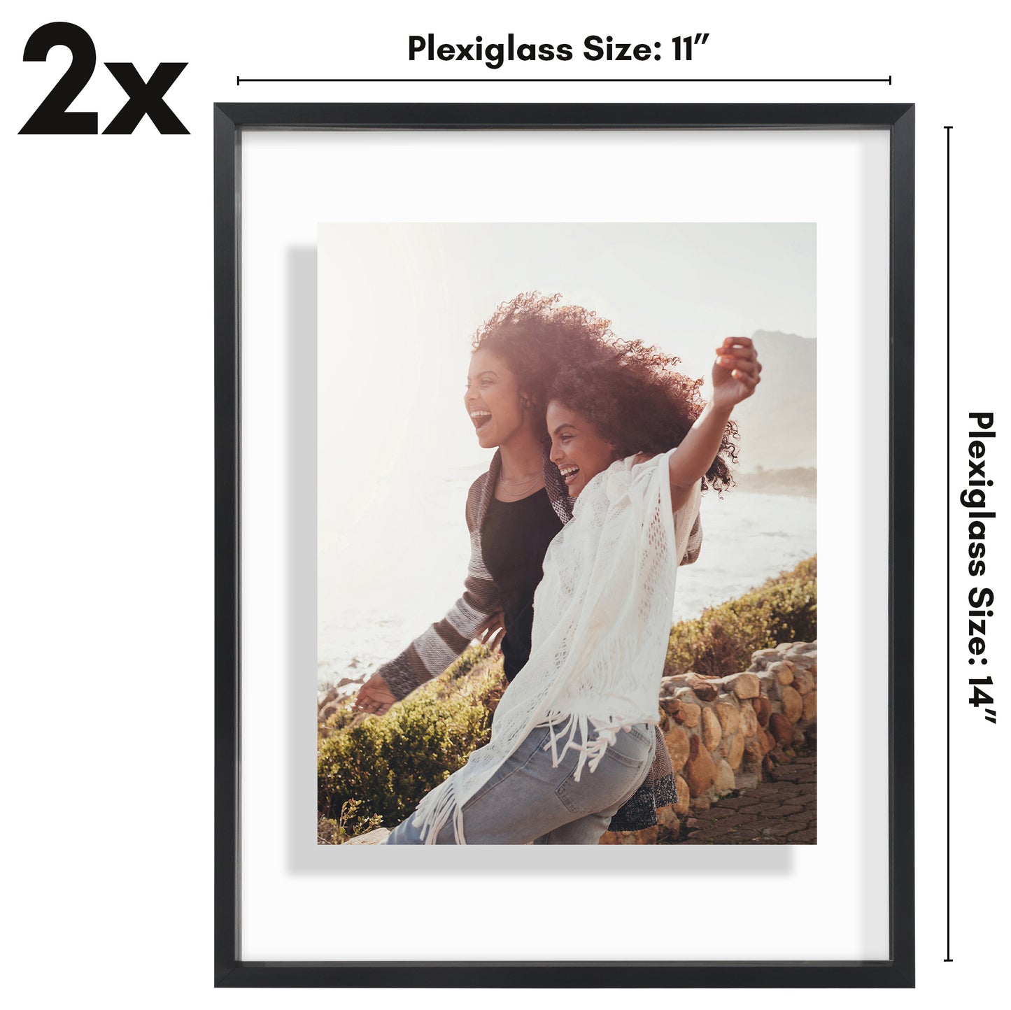 Aluminum Floating Frame | Set of 2 | Shatter-Resistant | Without Mat | Metal Molding - Americanflat