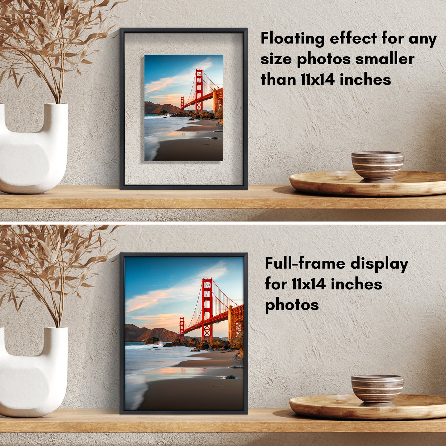 Aluminum Floating Frame | Set of 2 | Shatter-Resistant | Without Mat | Metal Molding - Americanflat