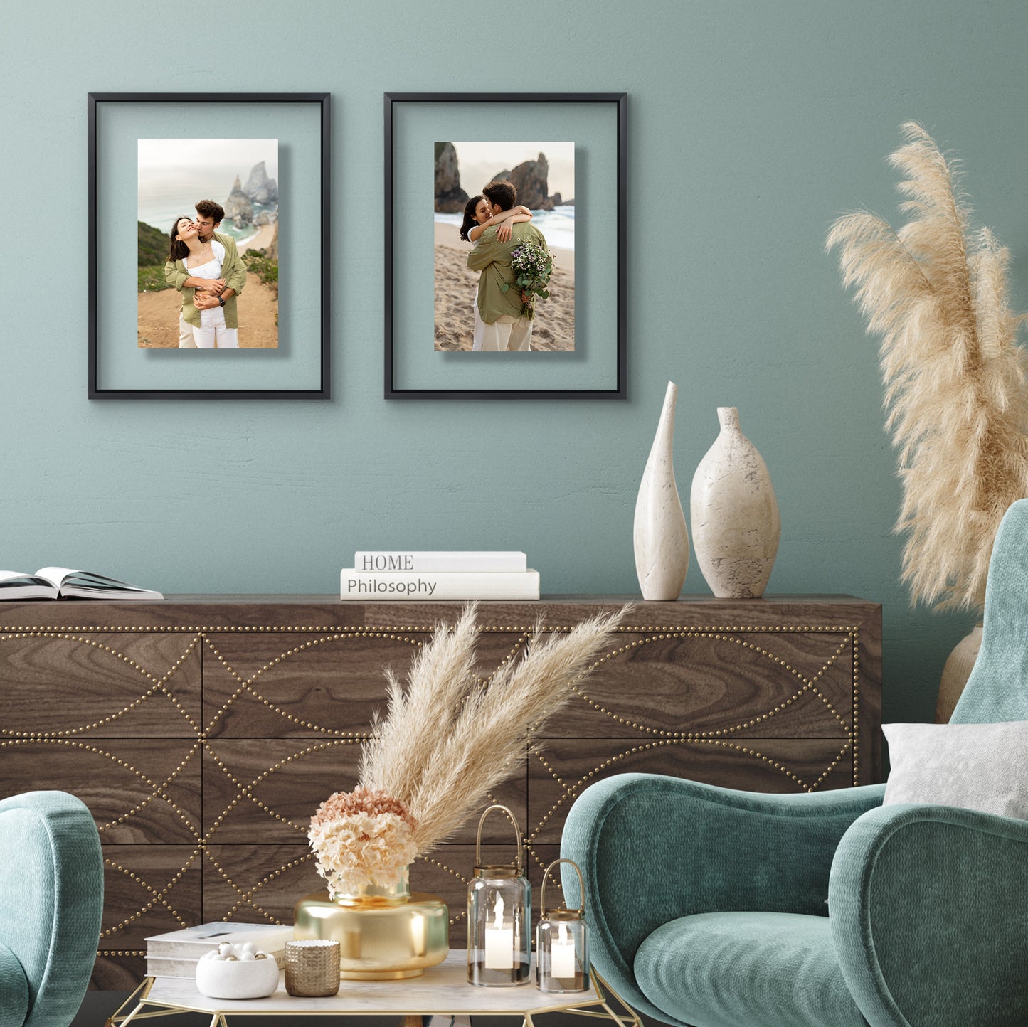 Aluminum Floating Frame | Set of 2 | Shatter-Resistant | Without Mat | Metal Molding - Americanflat