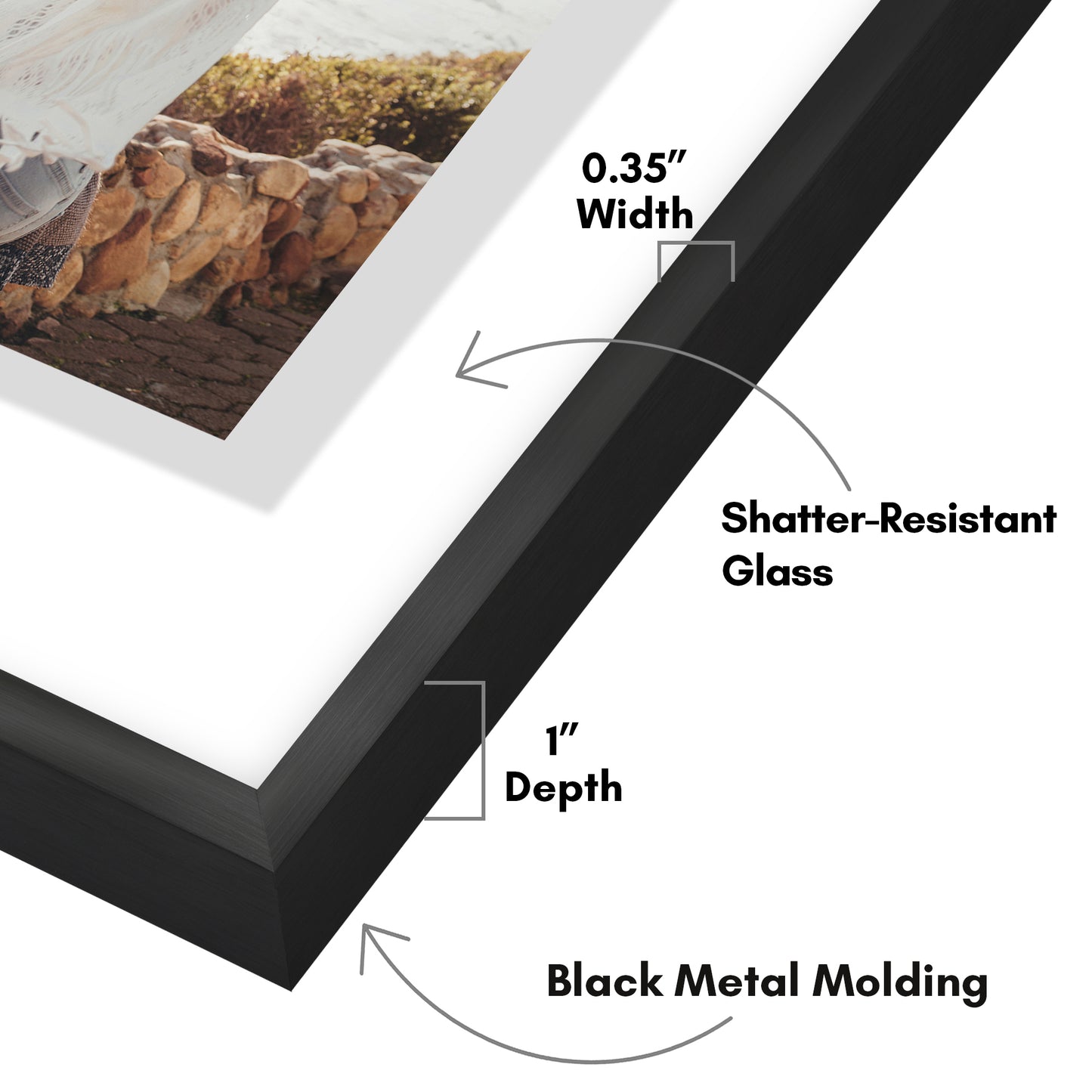 Aluminum Floating Frame | Shatter-Resistant | Without Mat | Metal Molding - Americanflat