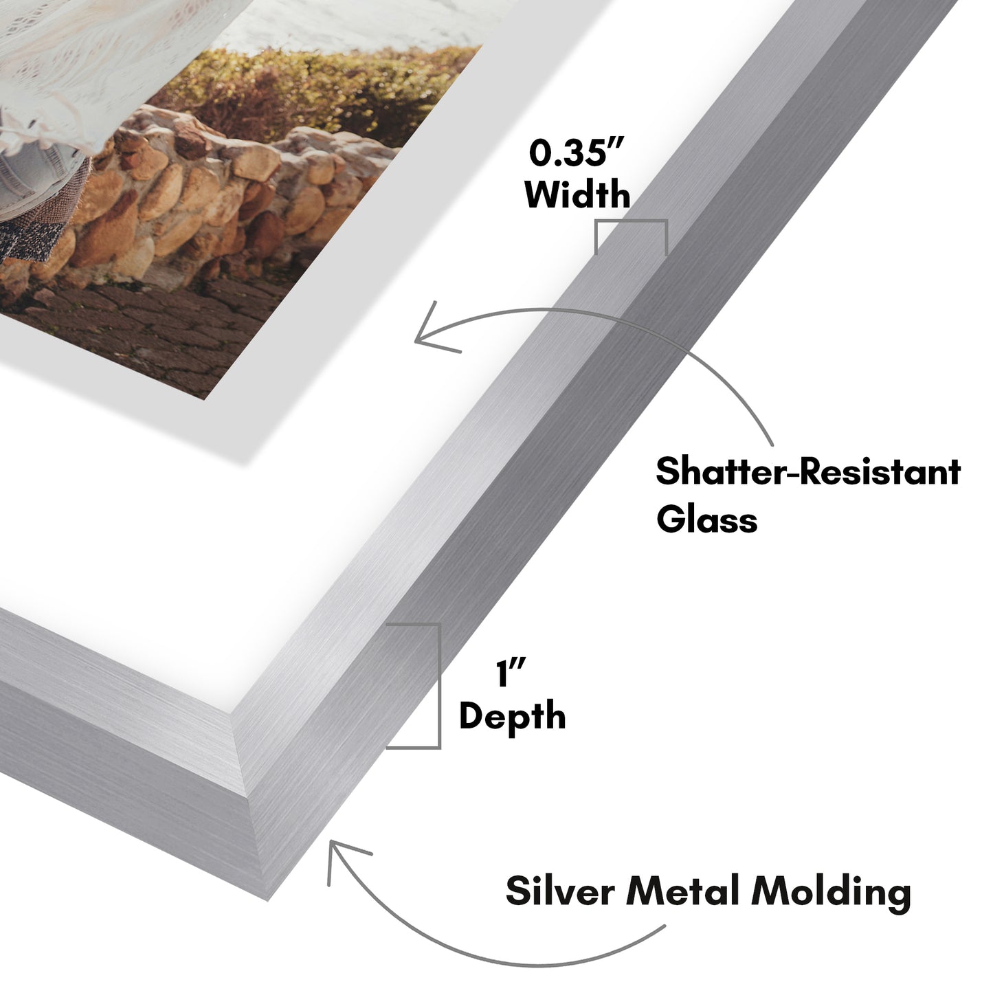 Aluminum Floating Frame | Shatter-Resistant | Without Mat | Metal Molding - Americanflat