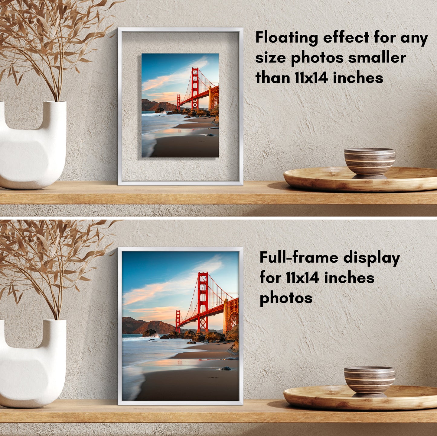 Aluminum Floating Frame | Shatter-Resistant | Without Mat | Metal Molding - Americanflat