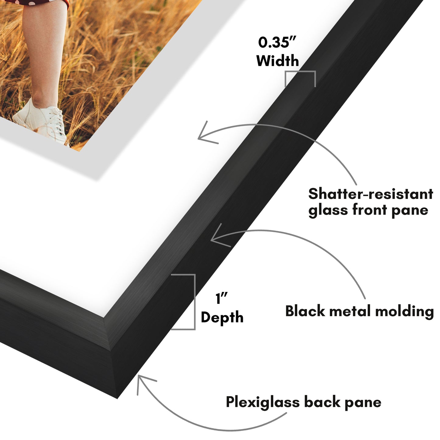 Aluminum Floating Frame | Metal Molding | Shatter-Resistant | Modern - Premium Quality