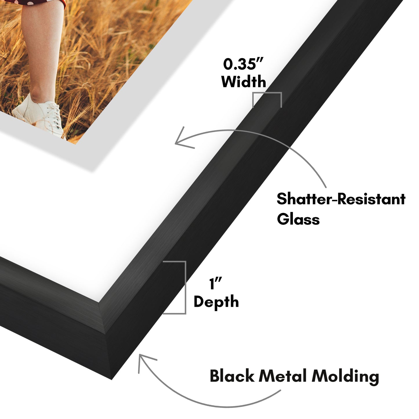 Aluminum Floating Frame | Shatter-Resistant | Without Mat | Metal Molding - Americanflat