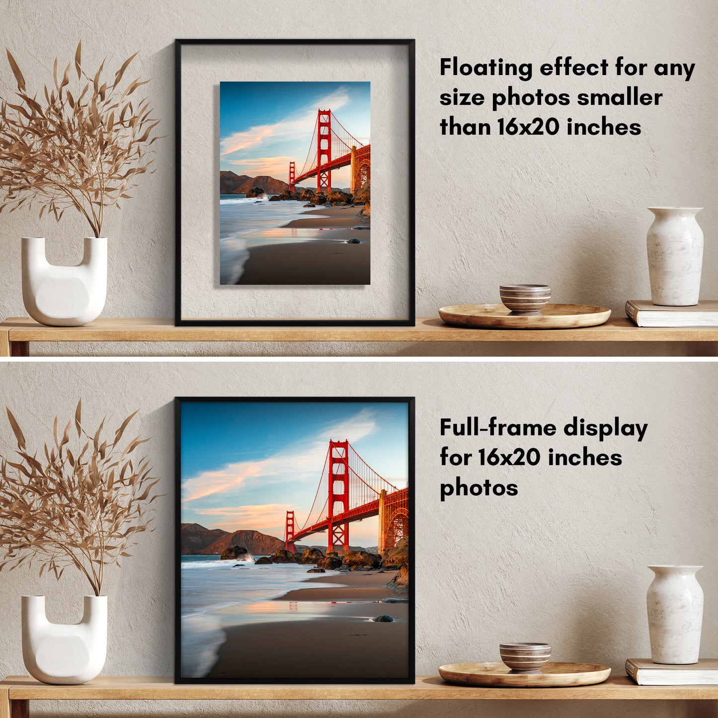 Aluminum Floating Frame | Shatter-Resistant | Without Mat | Metal Molding - Americanflat