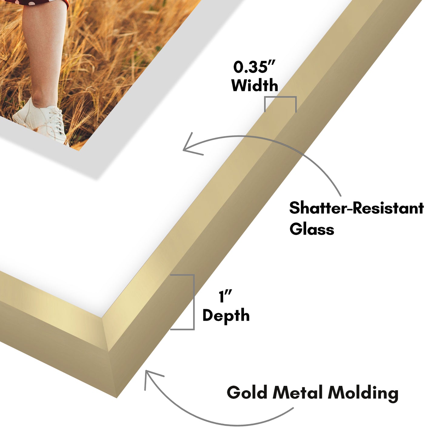Aluminum Floating Frame | Shatter-Resistant | Without Mat | Metal Molding - Americanflat
