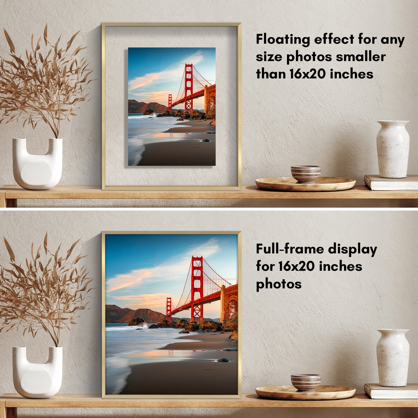 Aluminum Floating Frame | Shatter-Resistant | Without Mat | Metal Molding - Americanflat