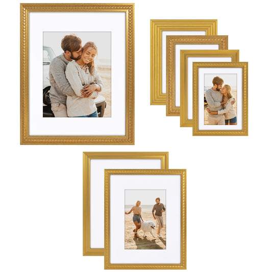 Americanflat Gallery Wall Frame Set in Gold - Antique-Style Picture Frames Collage Wall Decor with Shatter-Resistant Glass and Easel