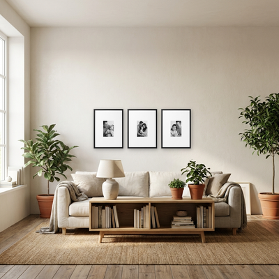Americanflat Picture Frame with Mat | Set of 3 | Slim Molding — 18 x 24 / Black