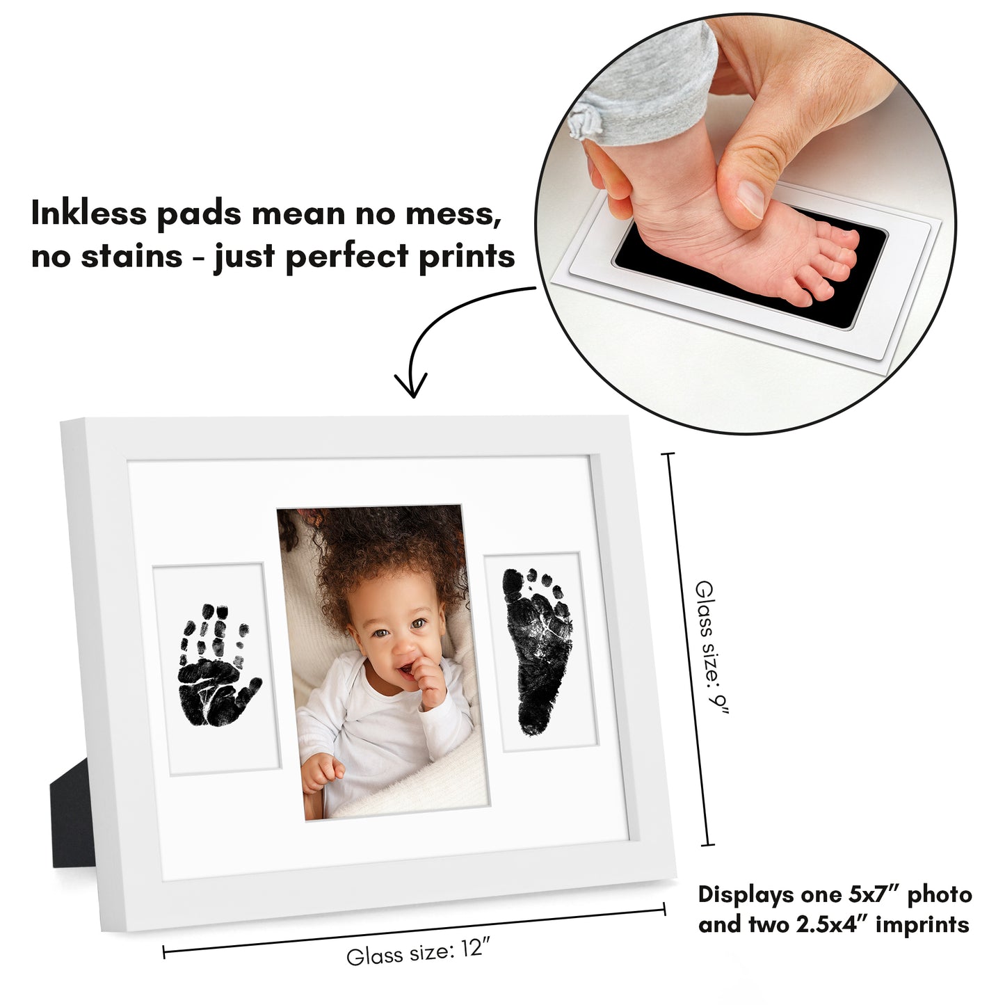 9x12 | Inkless Print Frame Kit  | 3-Opening Mat | Mess-Free Ink - Americanflat