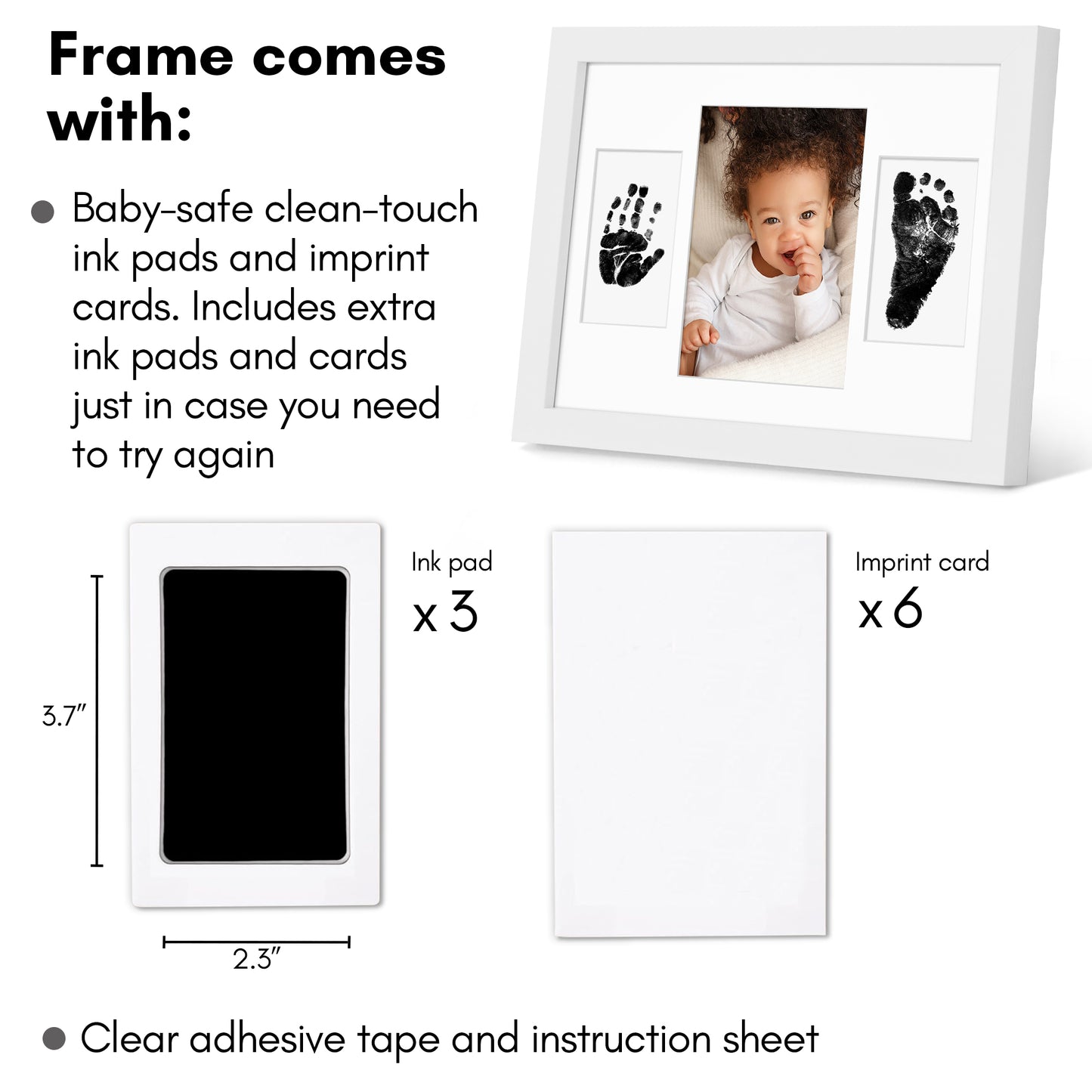 9x12 | Inkless Print Frame Kit  | 3-Opening Mat | Mess-Free Ink - Americanflat