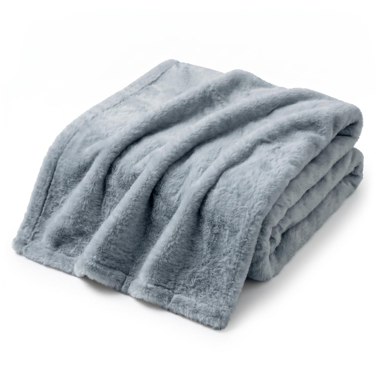 Americanflat 50x60 Double Sided Faux Fur Throw Blanket - Soft and Breathable Throw Blanket for Couch, Bed, Chair - Gray Faux Fur Blankets Perfect for Home, Bedroom, or Outdoor Use
