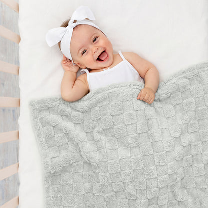 30x40 | Jacquard Fleece Throw Blanket | Light Gray | Soft and Breathable
