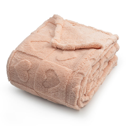 30x40 | Jacquard Fleece Throw Blanket | Pink | Soft and Breathable | Modern