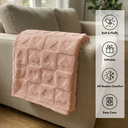 30x40 | Jacquard Fleece Throw Blanket | Pink | Soft and Breathable | Modern
