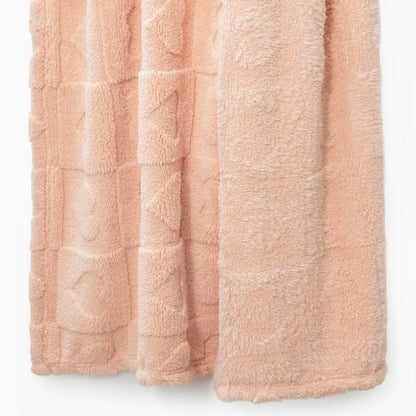 30x40 | Jacquard Fleece Throw Blanket | Pink | Soft and Breathable | Modern