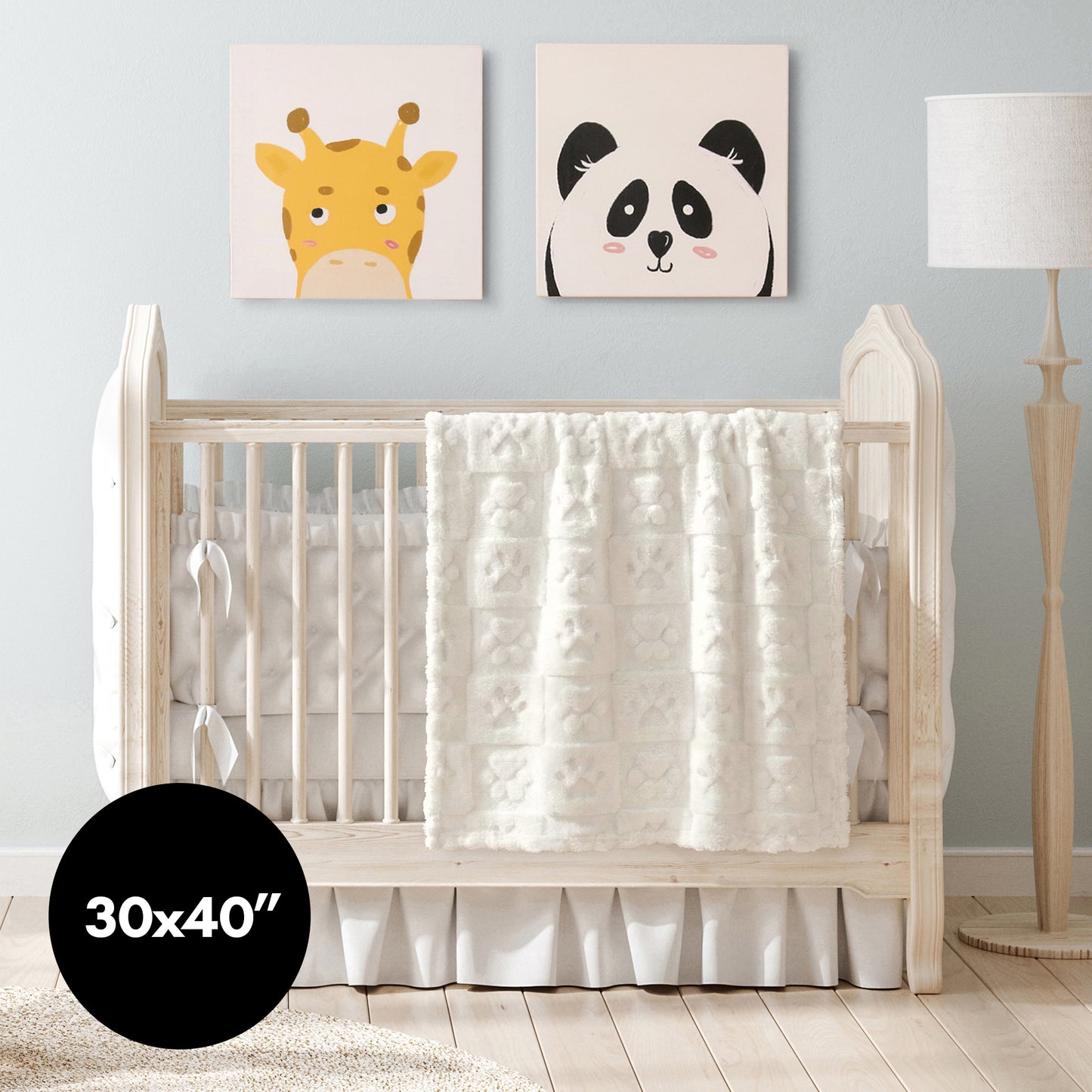 30x40 | Jacquard Fleece Throw Blanket | Cream | Soft and Breathable | Modern