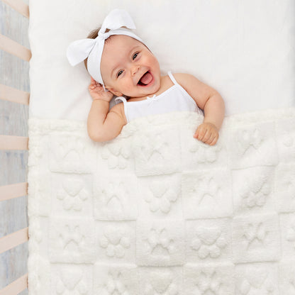 30x40 | Jacquard Fleece Throw Blanket | Cream | Soft and Breathable | Modern