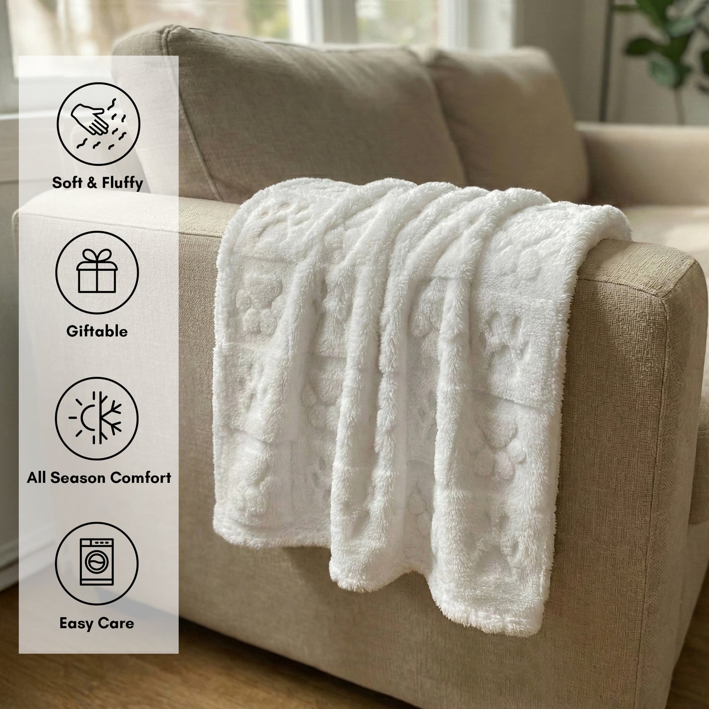 30x40 | Jacquard Fleece Throw Blanket | Cream | Soft and Breathable | Modern