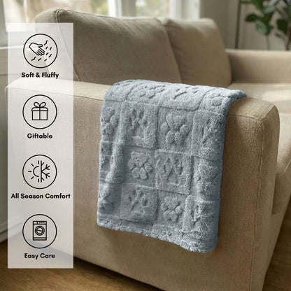 30x40 | Jacquard Fleece Throw Blanket | Gray | Soft and Breathable | Modern