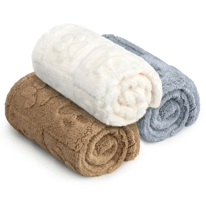30x40 | Jacquard Fleece Throw Blanket | Gray | Soft and Breathable | Modern