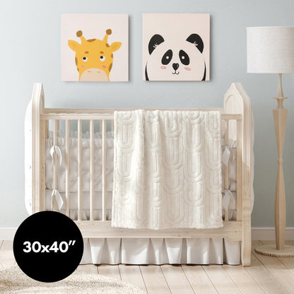 30x40 | Jacquard Fleece Throw Blanket | Cream | Soft and Breathable | Modern