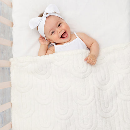 30x40 | Jacquard Fleece Throw Blanket | Cream | Soft and Breathable | Modern