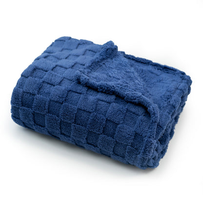 50x60 | Jacquard Fleece Throw Blanket | Blue | Soft and Breathable | Modern