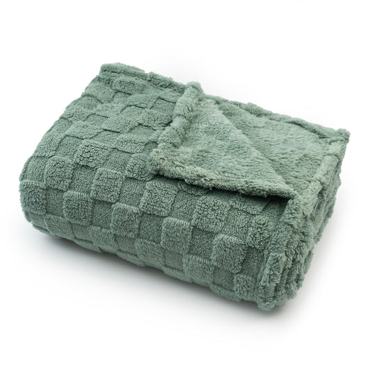 50x60 | Jacquard Fleece Throw Blanket | Green | Soft and Breathable | Modern