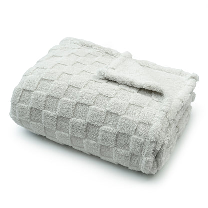 50x60 | Jacquard Fleece Throw Blanket | Light Gray | Soft and Breathable