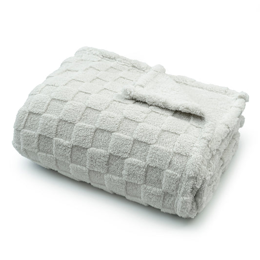 50x60 | Jacquard Fleece Throw Blanket | Light Gray | Soft and Breathable