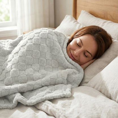 50x60 | Jacquard Fleece Throw Blanket | Light Gray | Soft and Breathable