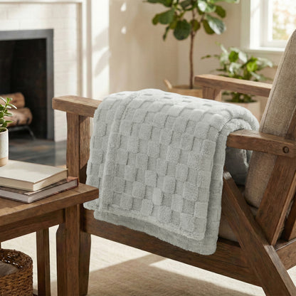 50x60 | Jacquard Fleece Throw Blanket | Light Gray | Soft and Breathable