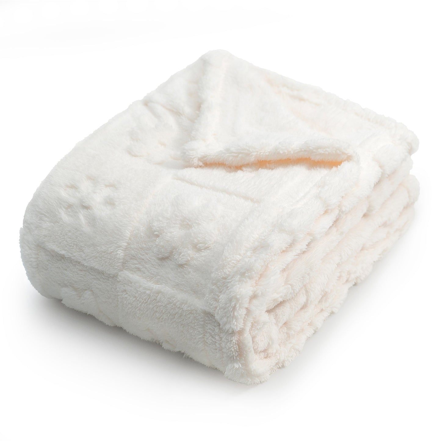 50x60 | Jacquard Fleece Throw Blanket | Cream | Soft and Breathable | Modern