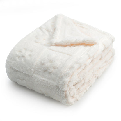 50x60 | Jacquard Fleece Throw Blanket | Cream | Soft and Breathable | Modern