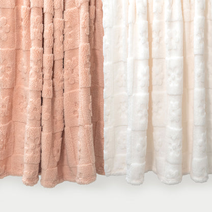 50x60 | Jacquard Fleece Throw Blanket | Cream | Soft and Breathable | Modern